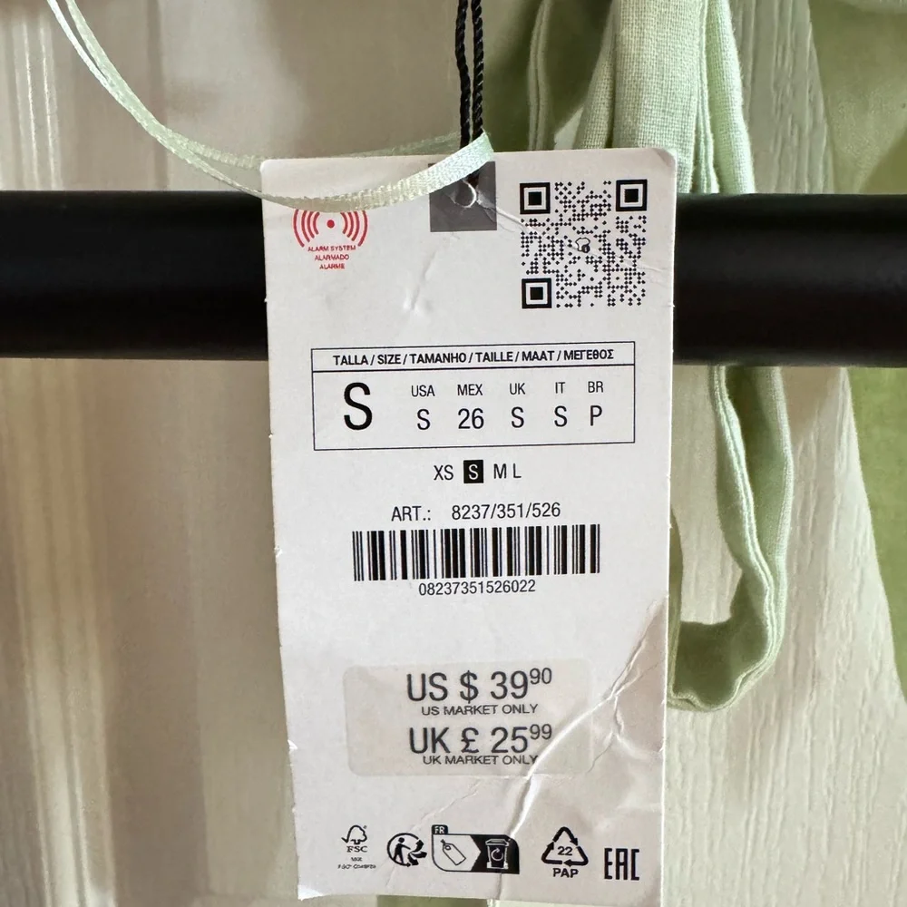 Zara Green Linen Crop Top - Picture 2 of 9